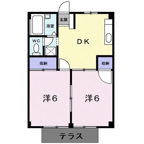シティハイツヤマト(2DK/1階)の間取り写真