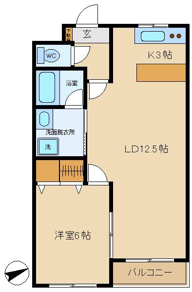 ベルメゾン成城(1LDK/3階)の間取り写真