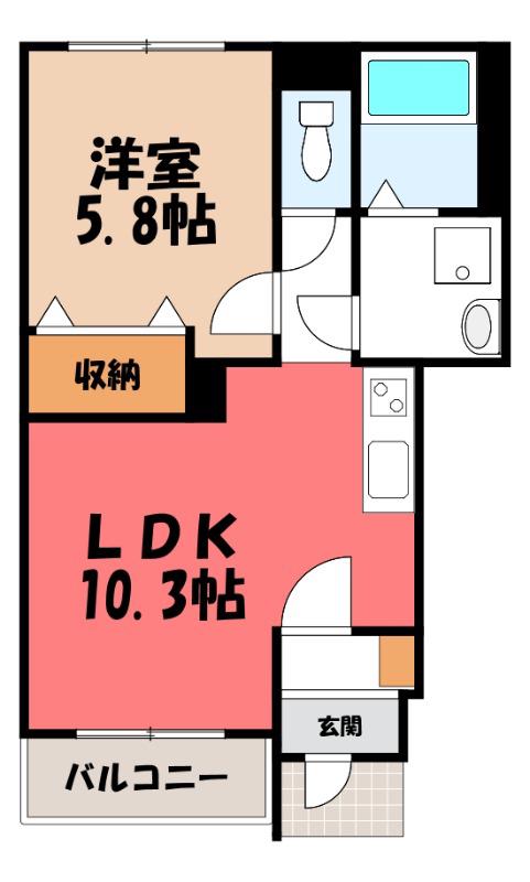 パークサイドII(1LDK/1階)の間取り写真