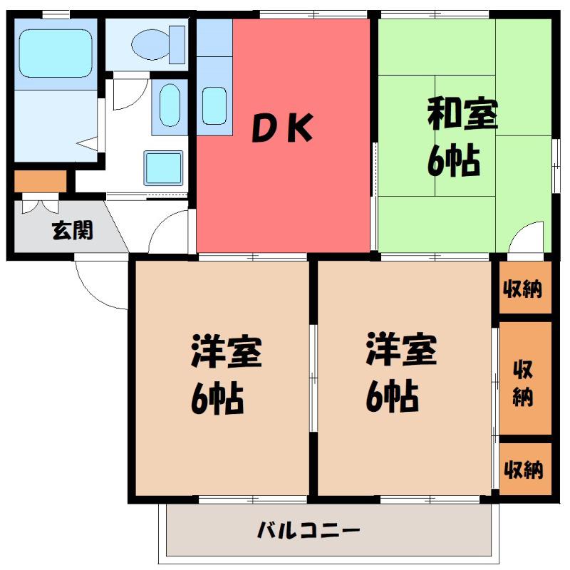 ニフティパレスC(3DK/2階)の間取り写真