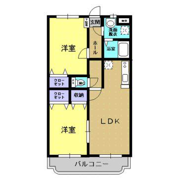 ユーミーなごみ(2LDK/3階)の間取り写真