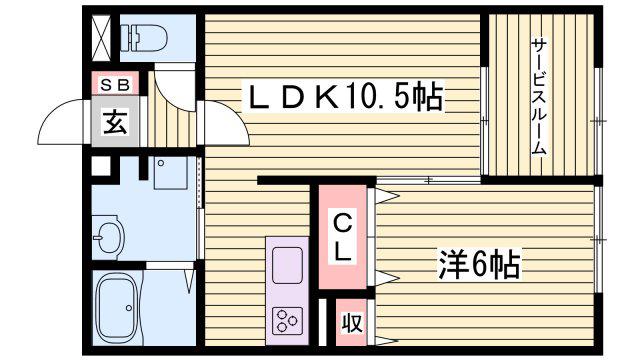 BONOS(1SLDK/1階)の間取り写真