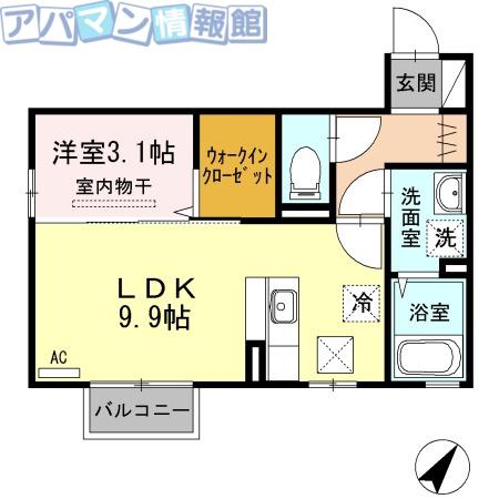 ネージュSII(1LDK/1階)の間取り写真