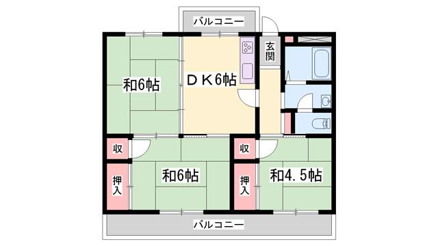 レジデンス赤穂御崎 A棟(3DK/1階)の間取り写真