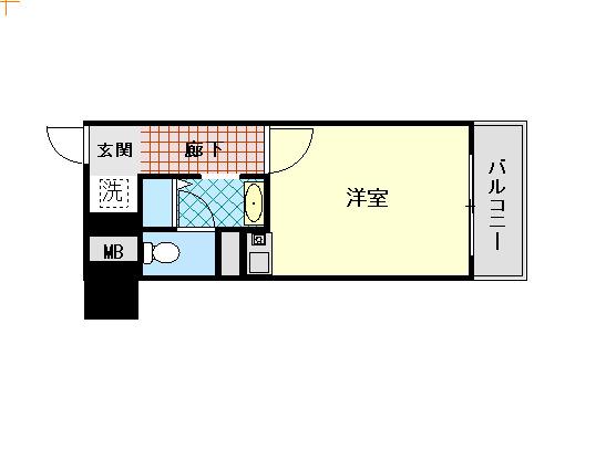 藤和シティホームズ灘(1K/5階)の間取り写真