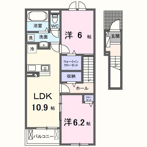 ル・レスト高田(2LDK/2階)の間取り写真