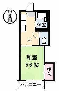 コーポKII(1K/2階)の間取り写真