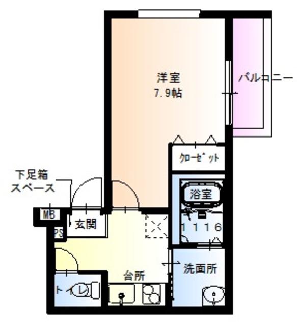 フジパレス放出III番館(1K/3階)の間取り写真