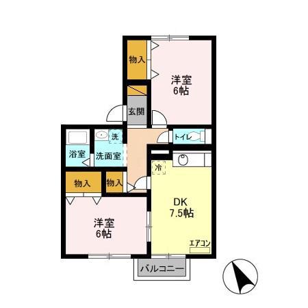 メゾンプレミールII(2DK/1階)の間取り写真
