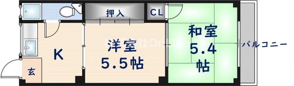 寿マンション(2K/3階)の間取り写真