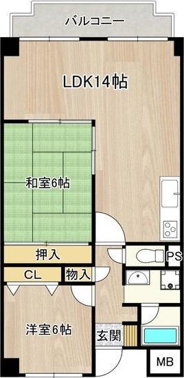 グリーングラス久米田(2LDK/3階)の間取り写真