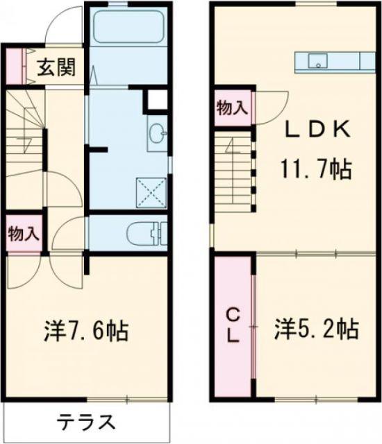 エクリュ エスパージュA(2LDK/1階)の間取り写真