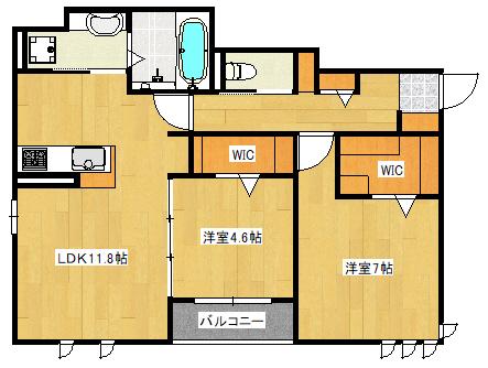 EDEN庚午中(2LDK/1階)の間取り写真