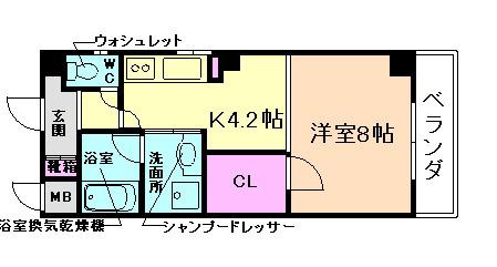 サングリーン大淀(1K/3階)の間取り写真