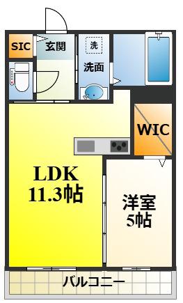 LA ESPERANZA(1LDK/2階)の間取り写真