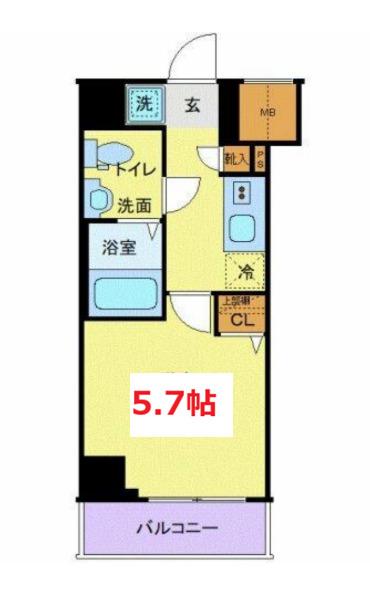 クレヴィスタ大井町(1K/7階)の間取り写真