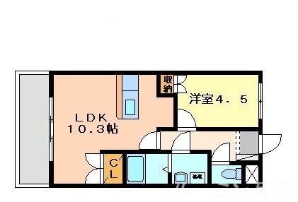 ルナフィット(1LDK/1階)の間取り写真