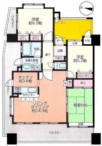 クレアシティ段原リバーパーク(3LDK/6階)の間取り写真