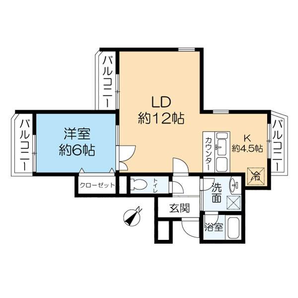 インペリアル砂山(1LDK/1階)の間取り写真