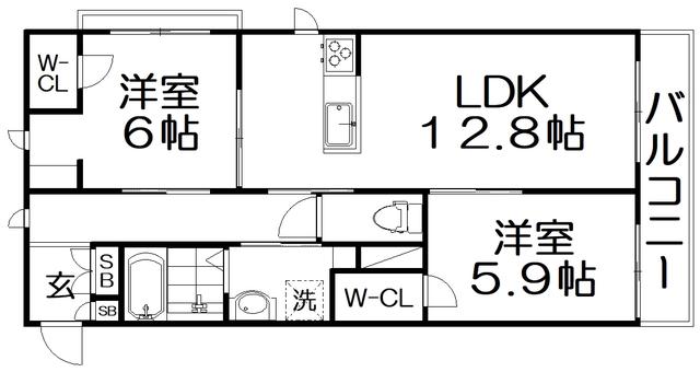 リバブルコート(2LDK/3階)の間取り写真