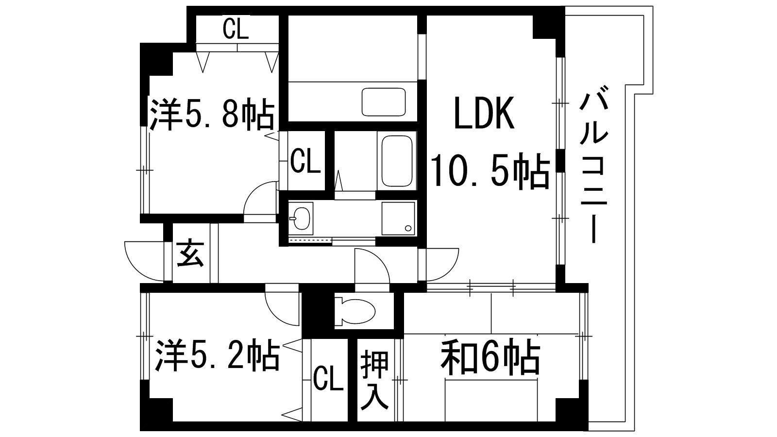 オーベルジュ宝塚(3LDK/2階)の間取り写真
