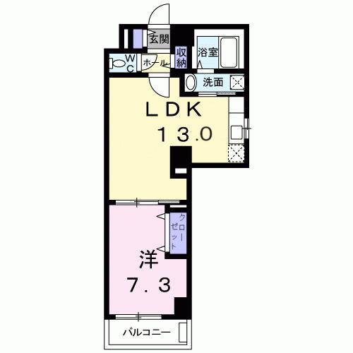 CASTLE.M(1LDK/1階)の間取り写真