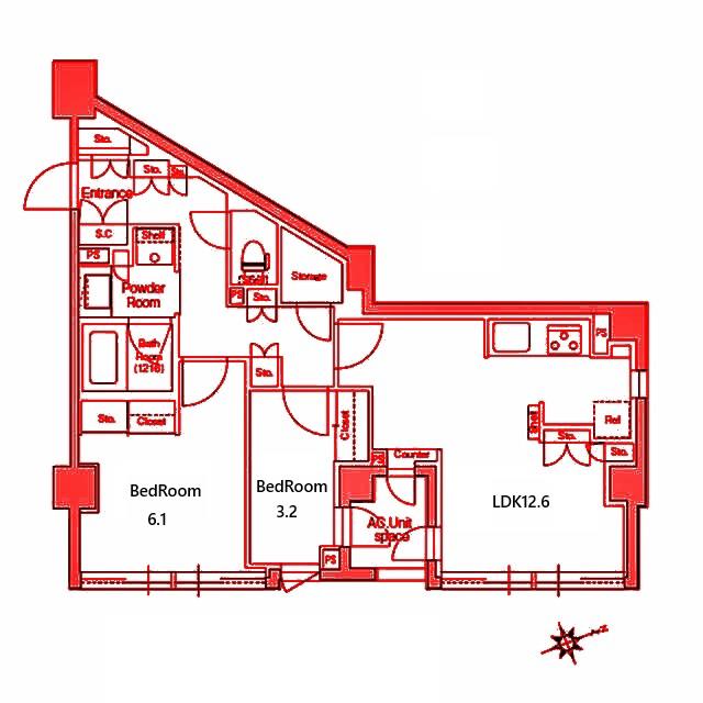 スタイリオ元住吉II(2LDK/4階)の間取り写真