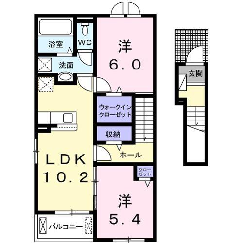 ブライト・ガーデン小土(2LDK/2階)の間取り写真