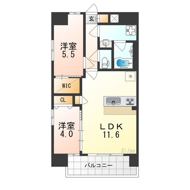 スプランディッドあびこ駅前DUE(2LDK/2階)の間取り写真