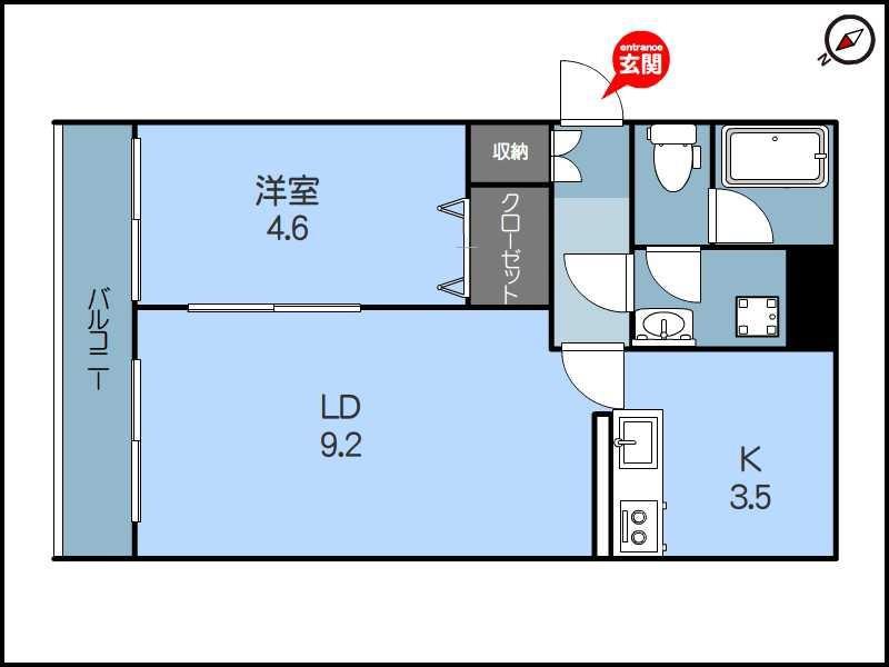 レガーロ旭町(1LDK/1階)の間取り写真
