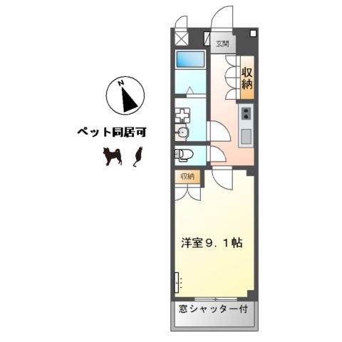 フォレスト宮西(1K/1階)の間取り写真