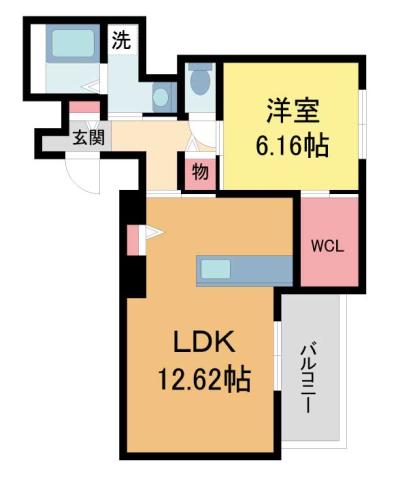 SHAMAISONGARDENS夙川(1LDK/2階)の間取り写真