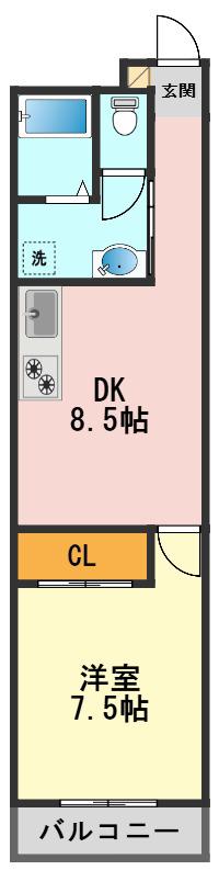 ウェアハウス2(1DK/2階)の間取り写真