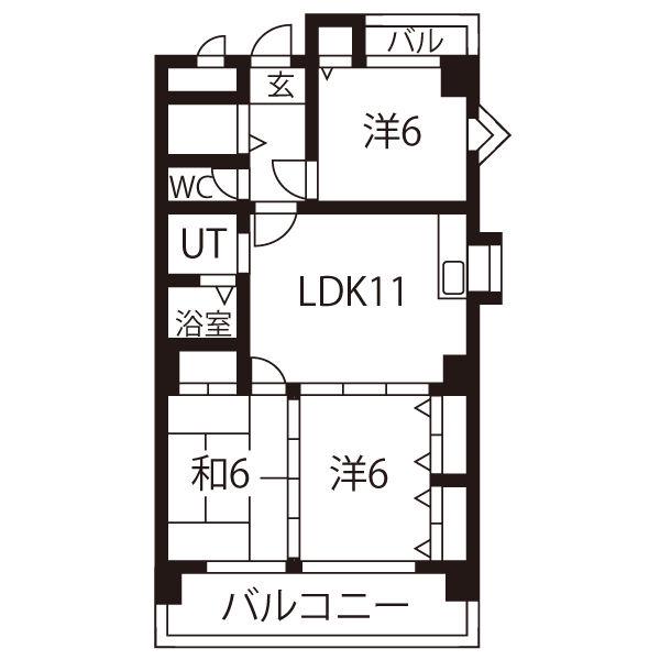 エスポワール志賀本通(3LDK/3階)の間取り写真