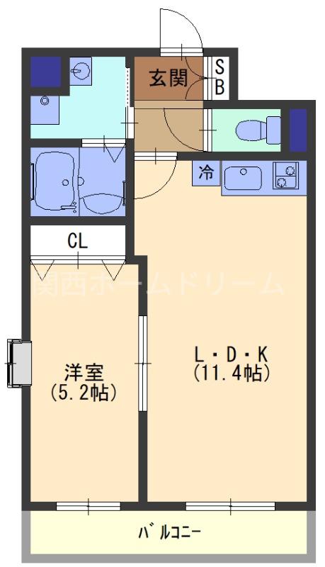 グランビア河原(1LDK/2階)の間取り写真