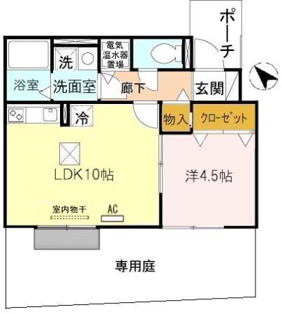 メゾン西中島(1LDK/1階)の間取り写真