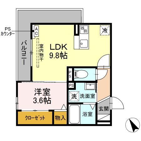 D-HILLS有玉南町(1LDK/2階)の間取り写真