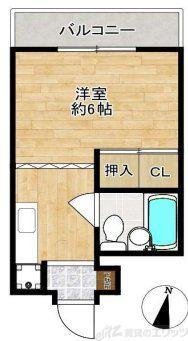 山田ハイツII(ワンルーム/3階)の間取り写真