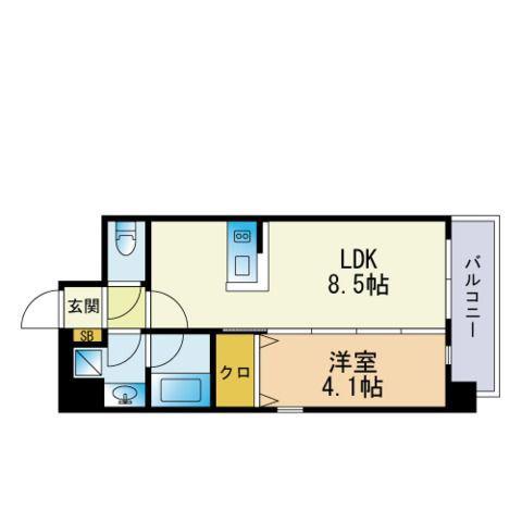 ラファセエスペランサ大濠(1LDK/2階)の間取り写真