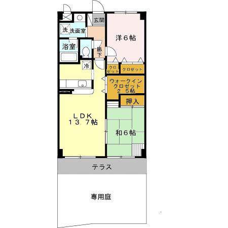 リジェール菅原(2LDK/1階)の間取り写真