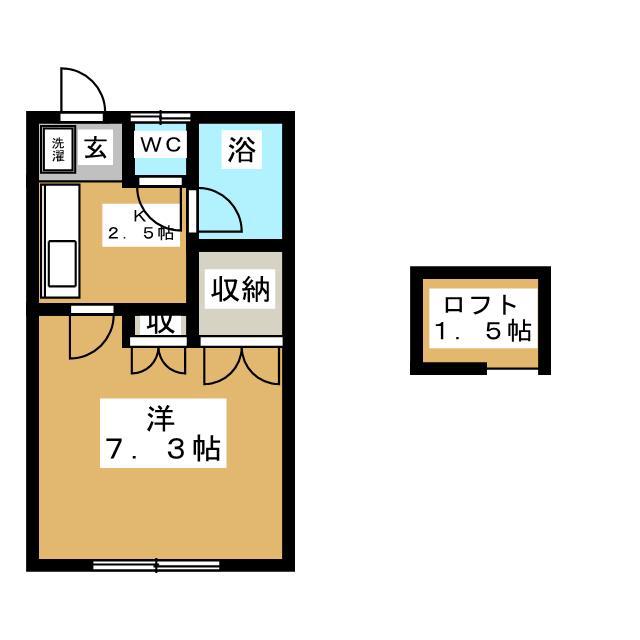 メゾンキャンパスヒルA(1K/2階)の間取り写真