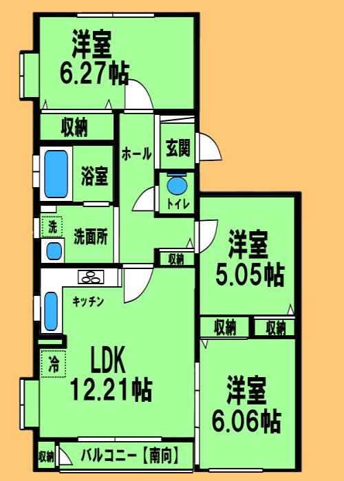 BANYAN ノース KONA(3LDK/3階)の間取り写真