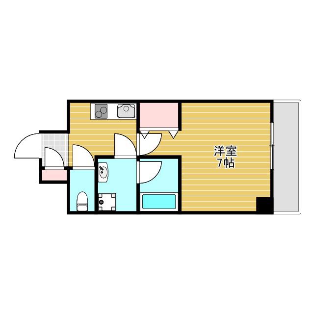 ループ北町(1K/4階)の間取り写真