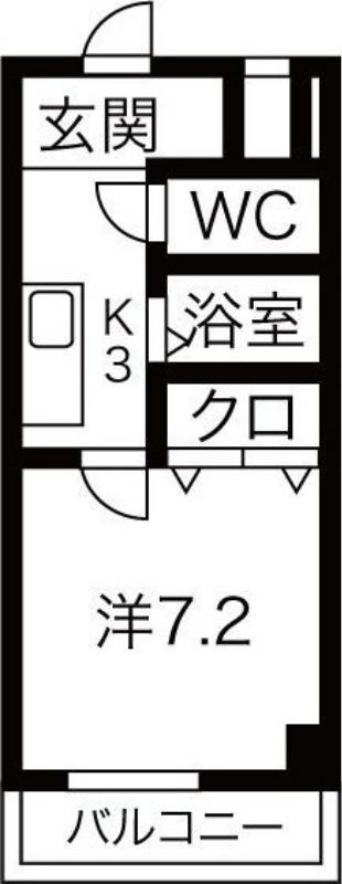 ジュネス庄内緑地(1K/3階)の間取り写真