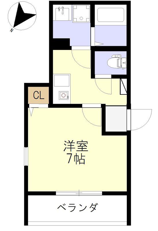 MELDIA椥辻(1K/2階)の間取り写真