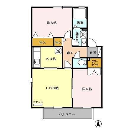 サンメゾン B(2LDK/1階)の間取り写真