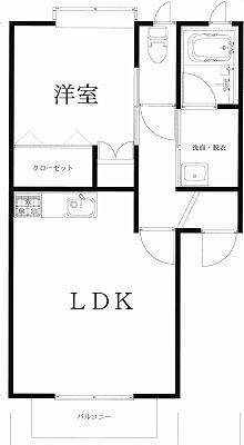 ピュアINサンビーム(1LDK/1階)の間取り写真