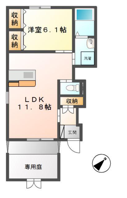 アトランティス(1LDK/1階)の間取り写真