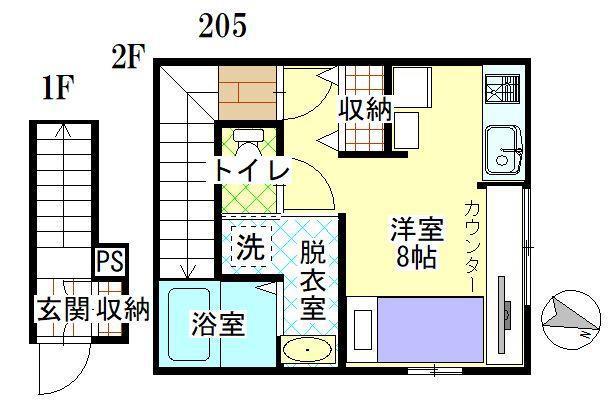 Dフロンティア宮野浦(ワンルーム/1階)の間取り写真