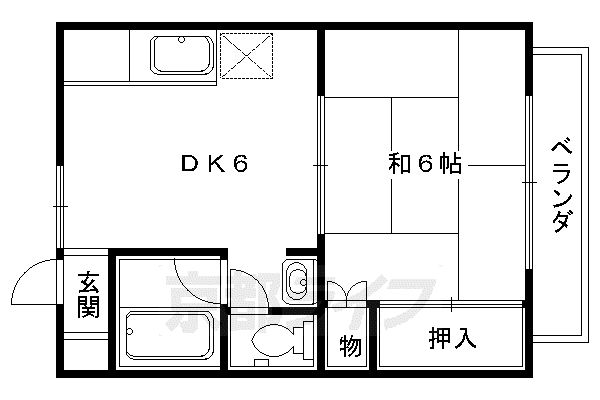 アサヒハイツ(1DK/2階)の間取り写真
